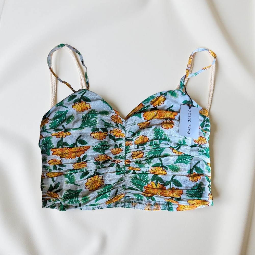 NWT- Floral Smocked Crop Top by Peruvian Designer